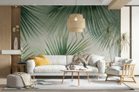Living room accent with tropical leaf wallpaper, GD1135