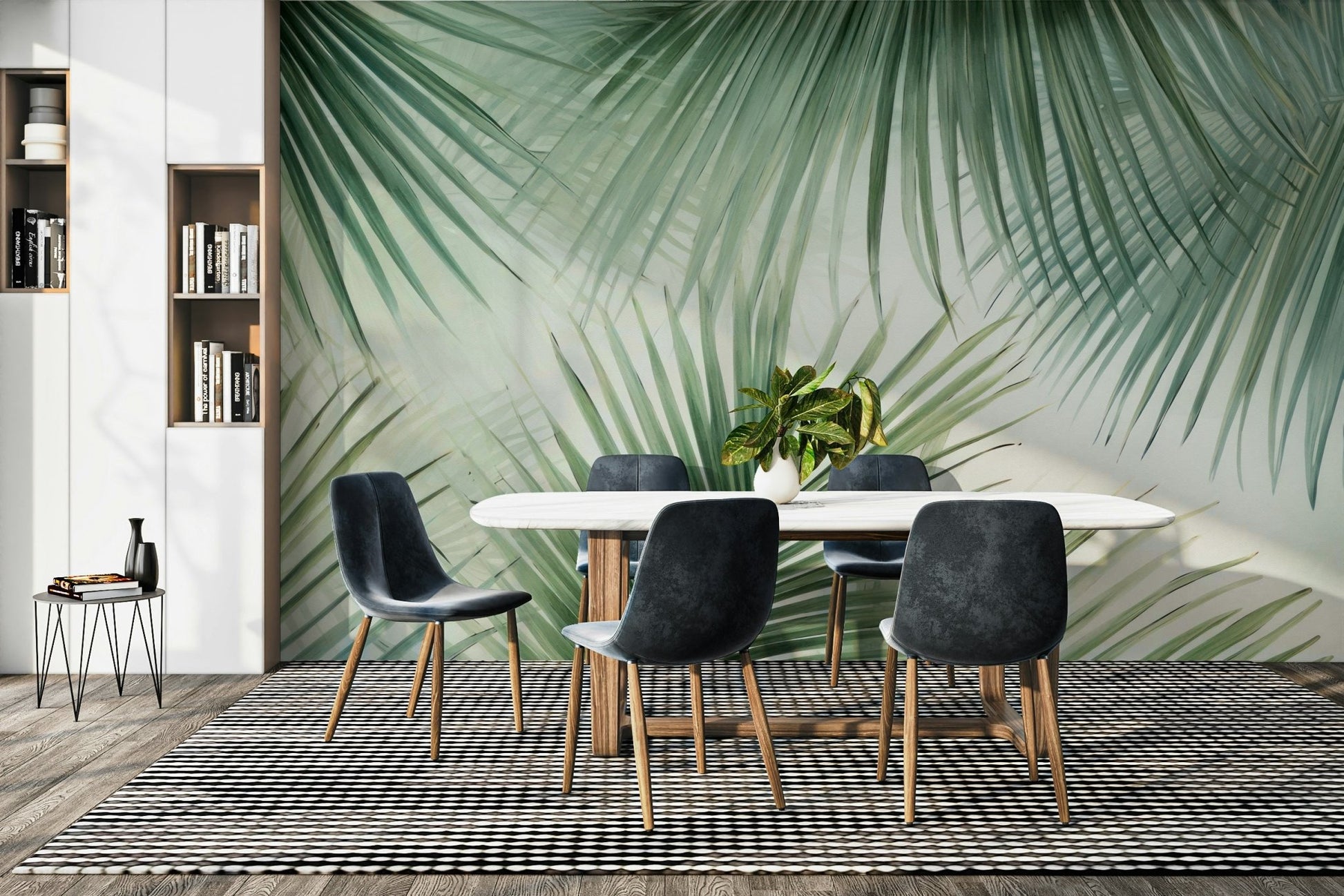 Sunroom with vibrant botanical wall mural, GD1135