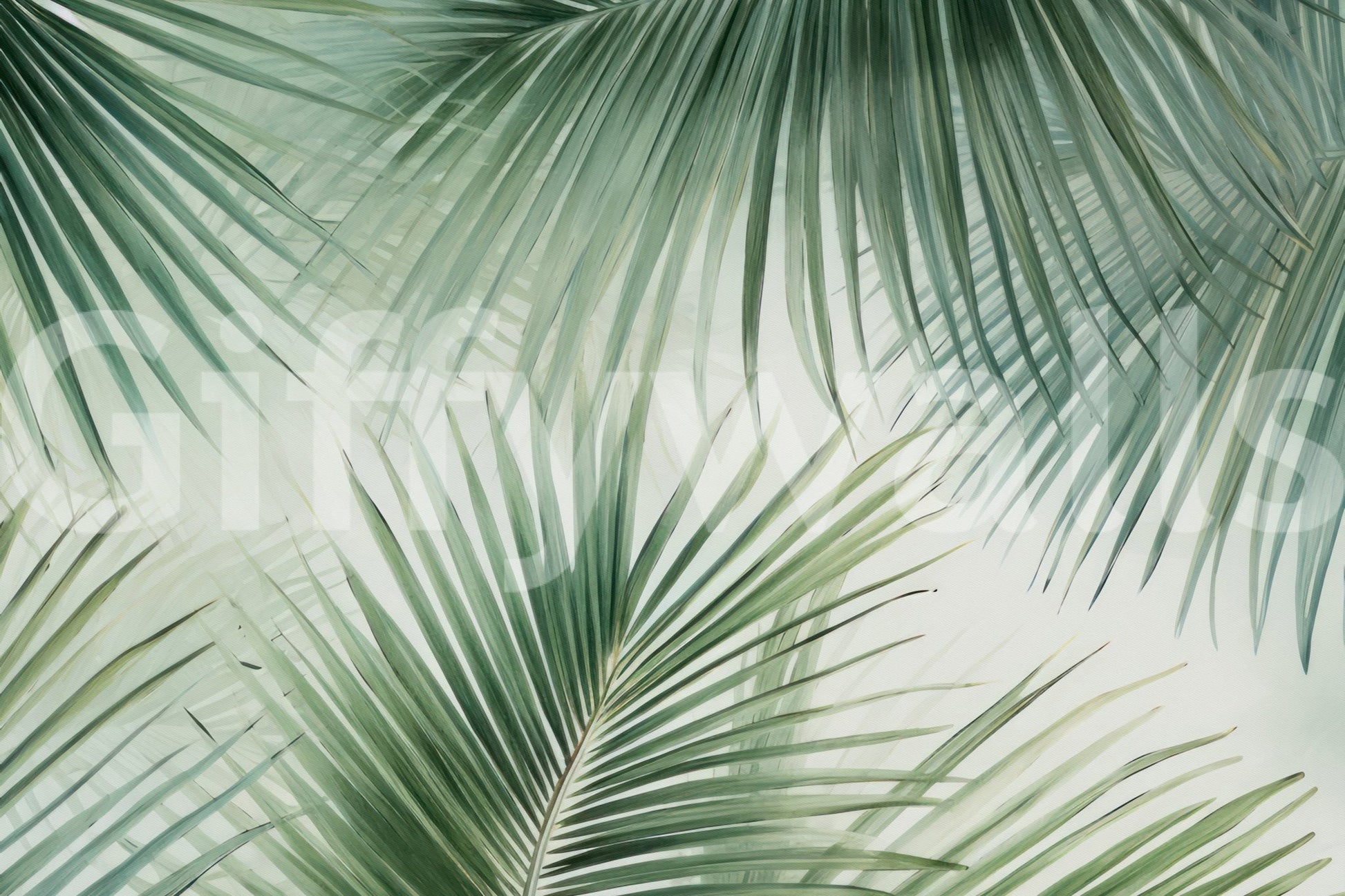Refreshing wallpaper mural for walls with exotic plants, GD1135