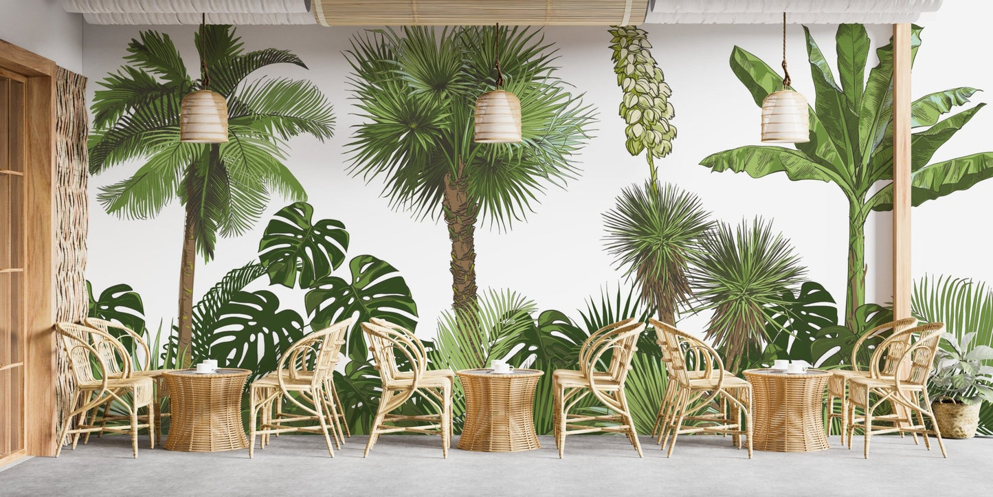 Green Forest Palm tree Wallpaper Murals - Giffywalls A672