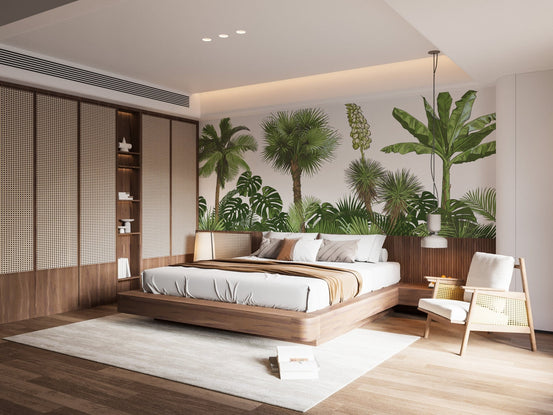 Lush green forest palm tree wallpaper murals A672