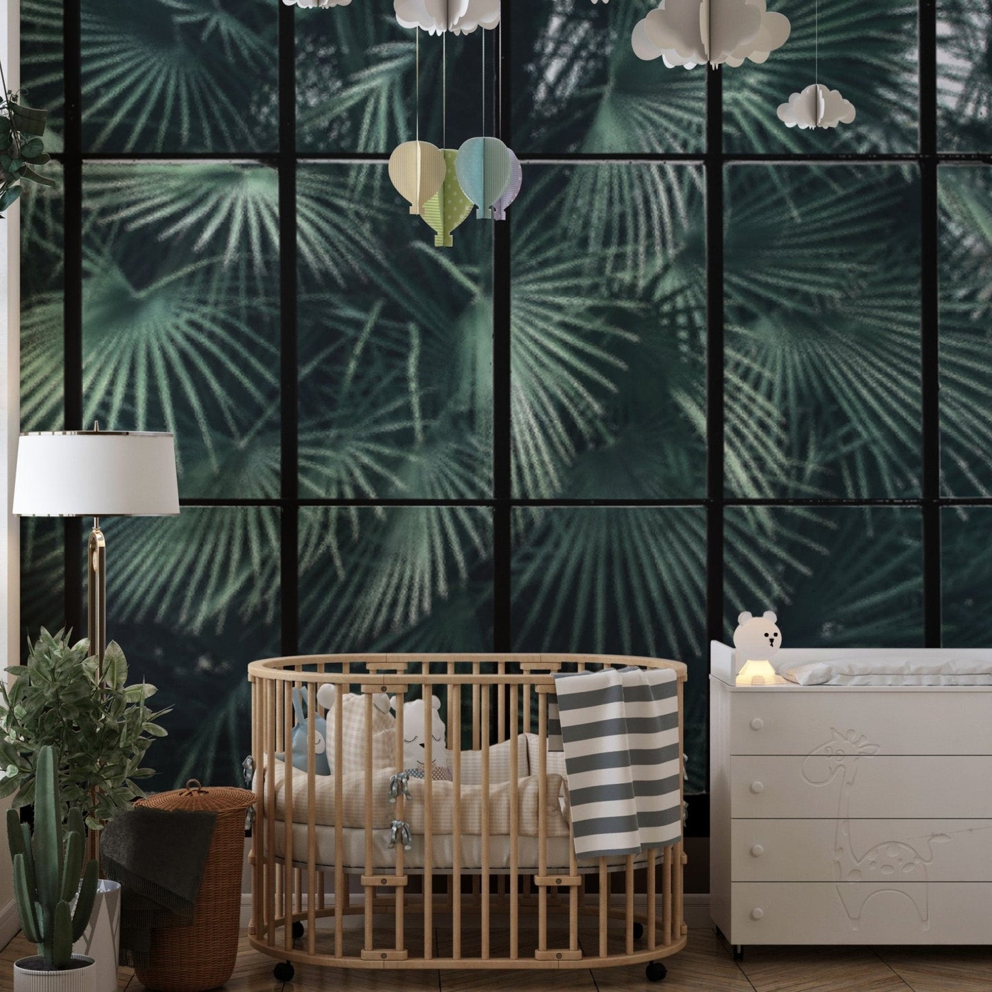 Palm leaf window mural for walls B722

