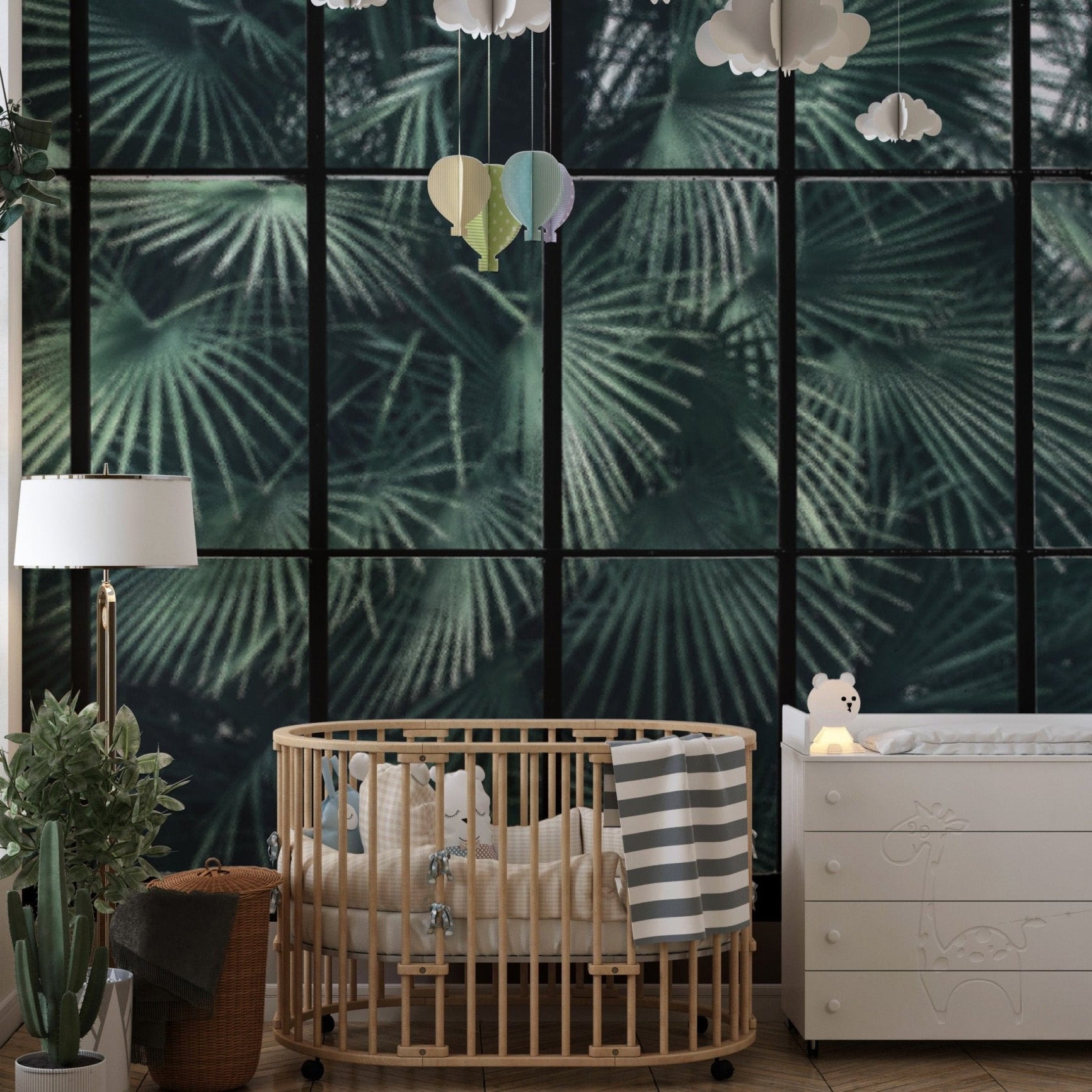 Palm leaf window mural for walls B722
