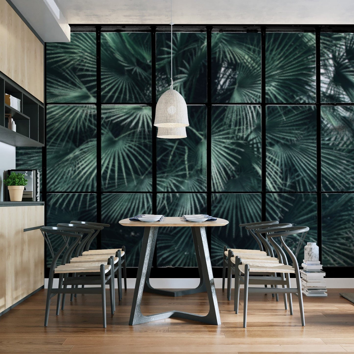 Realistic tropical leaf wallpaper mural B722