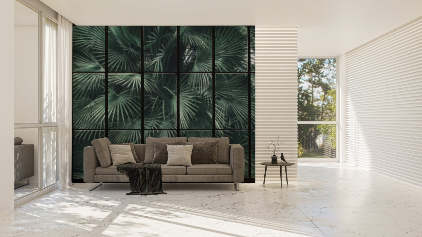 Leaf pattern tropical wall mural B722
