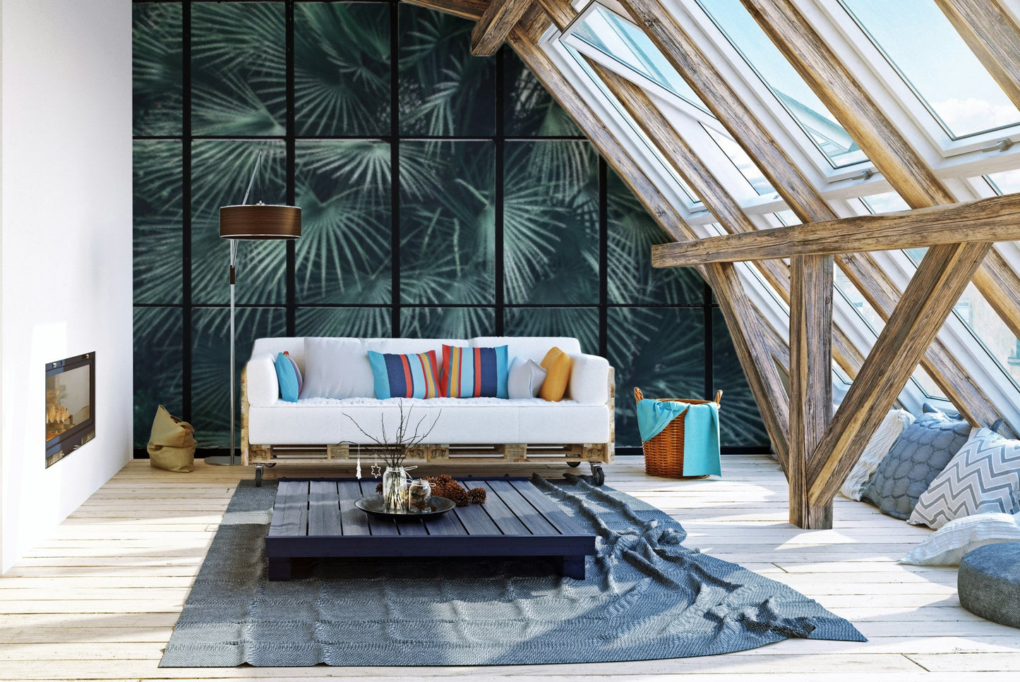 Botanical greenery wallpaper mural B722
