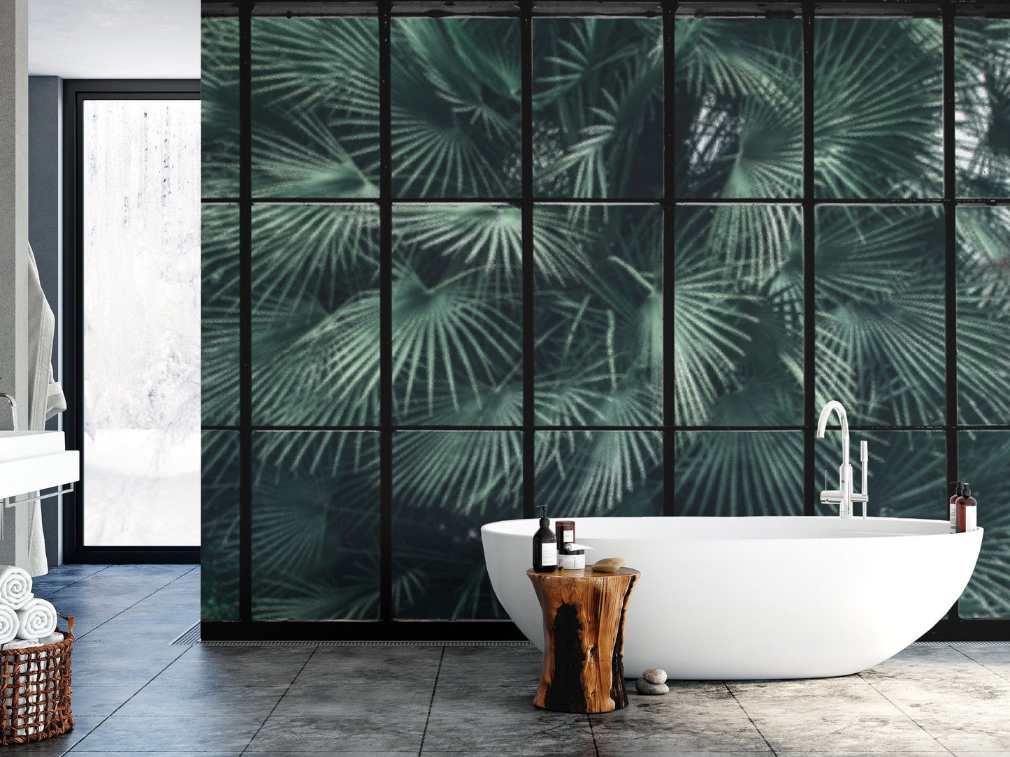 Lush tropical palm wallpaper decor
