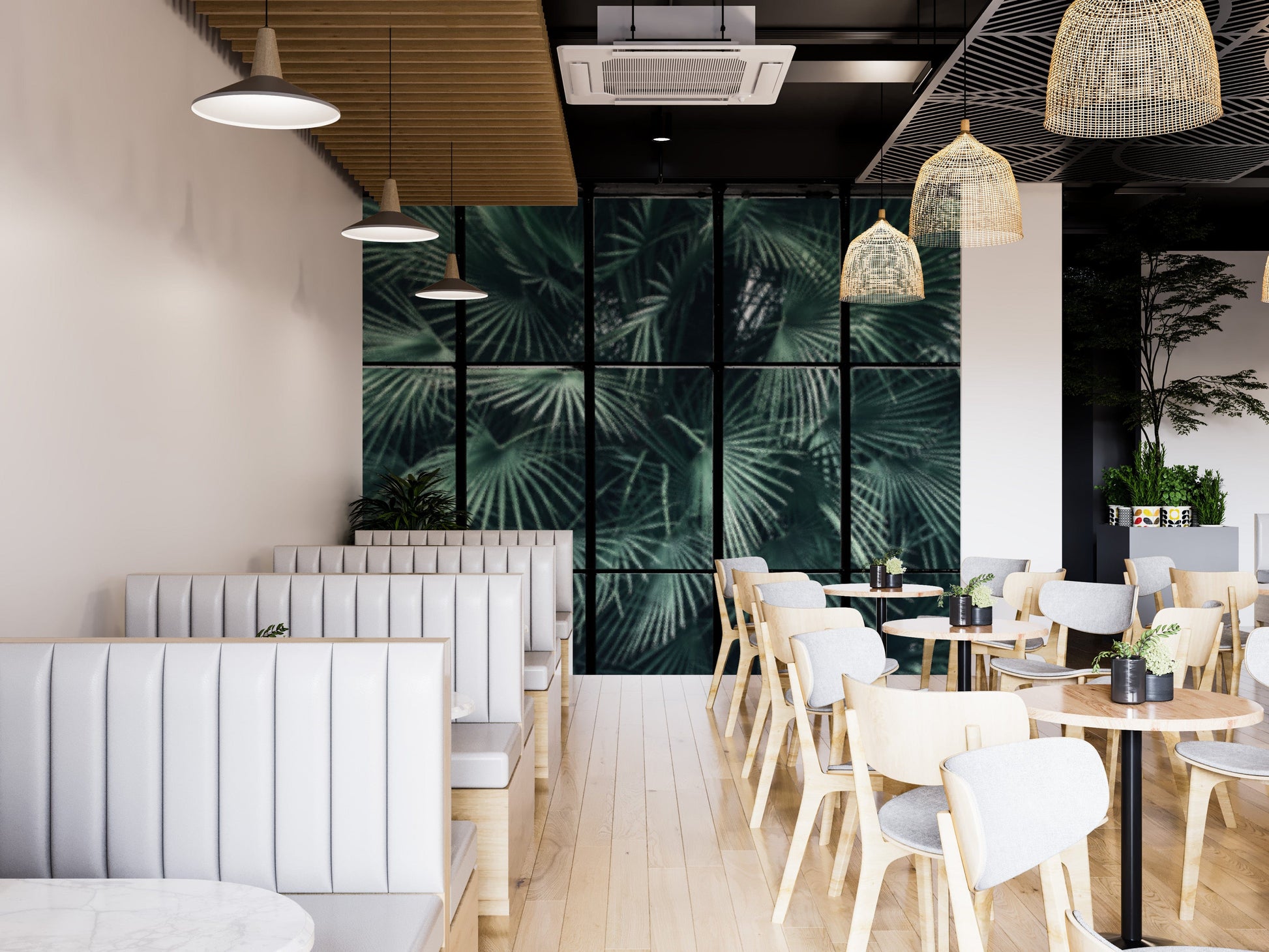 Lush tropical palm wallpaper decor
