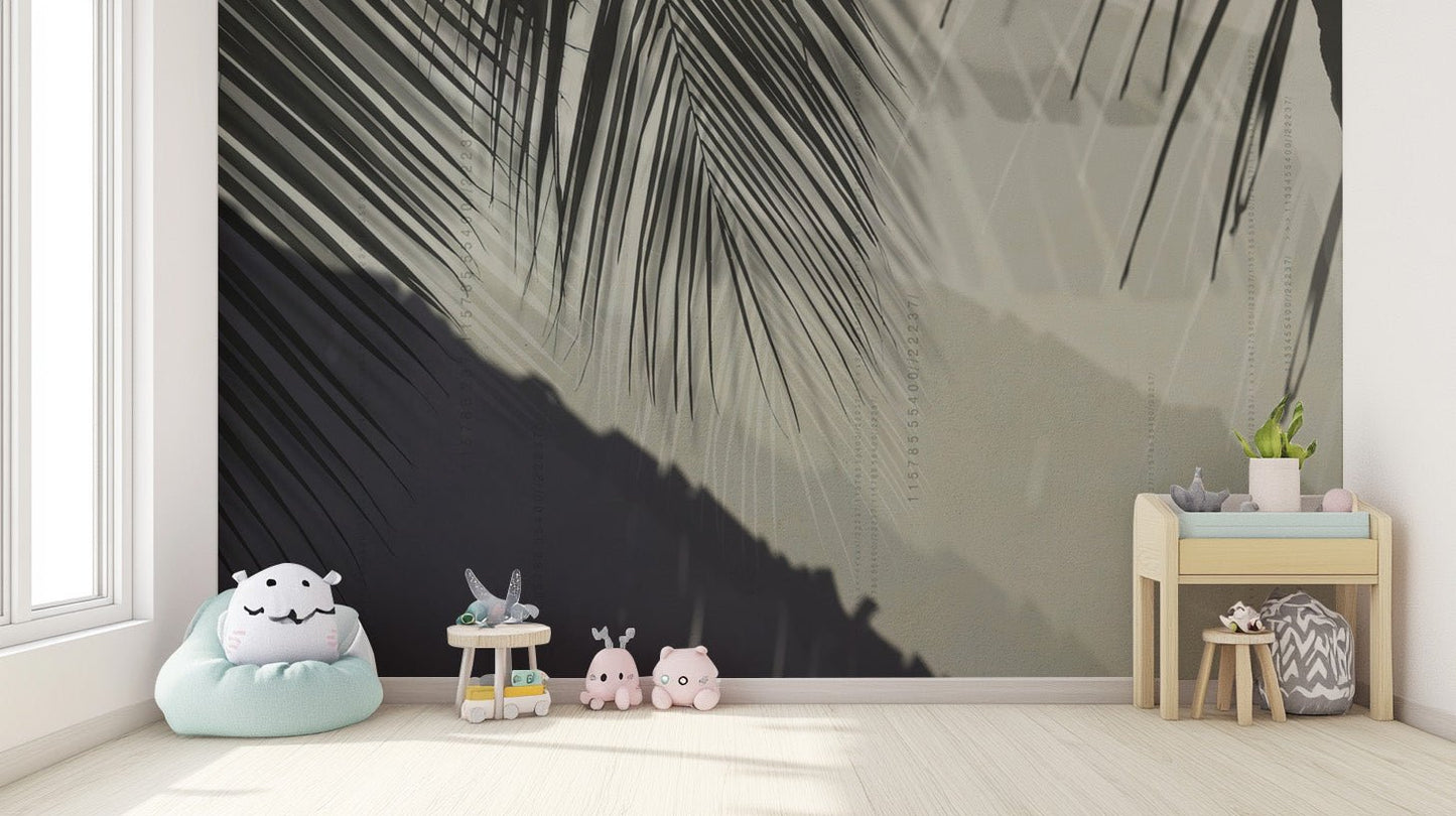 Elegant palm leaf shadow wall mural
