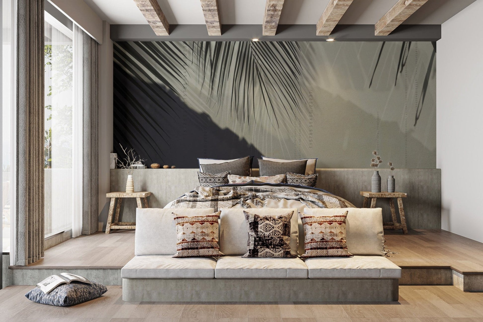 Nature-inspired palm shadow wall covering
