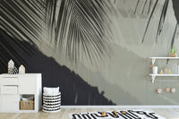Tropical palm shadow leaves wallpaper design
