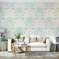 The palm leaves and flamingos are a central focus of the image. GD3623

