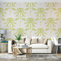 A wall mural of a peaceful botanical pattern.

