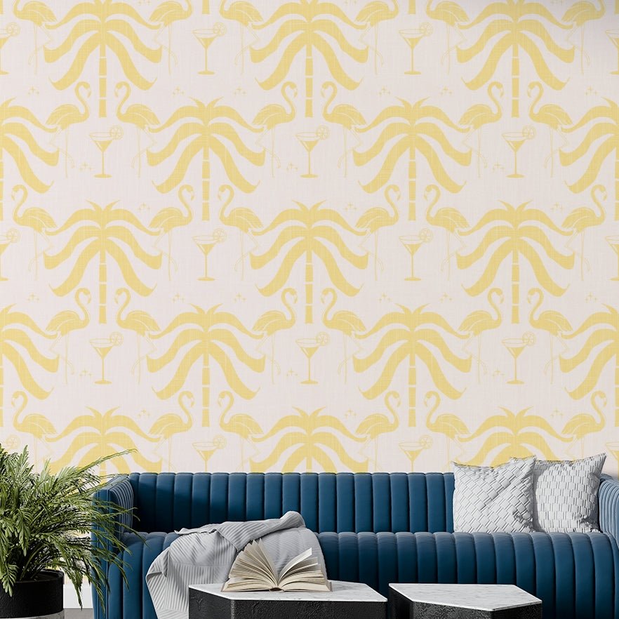A wall mural of a peaceful botanical pattern.

