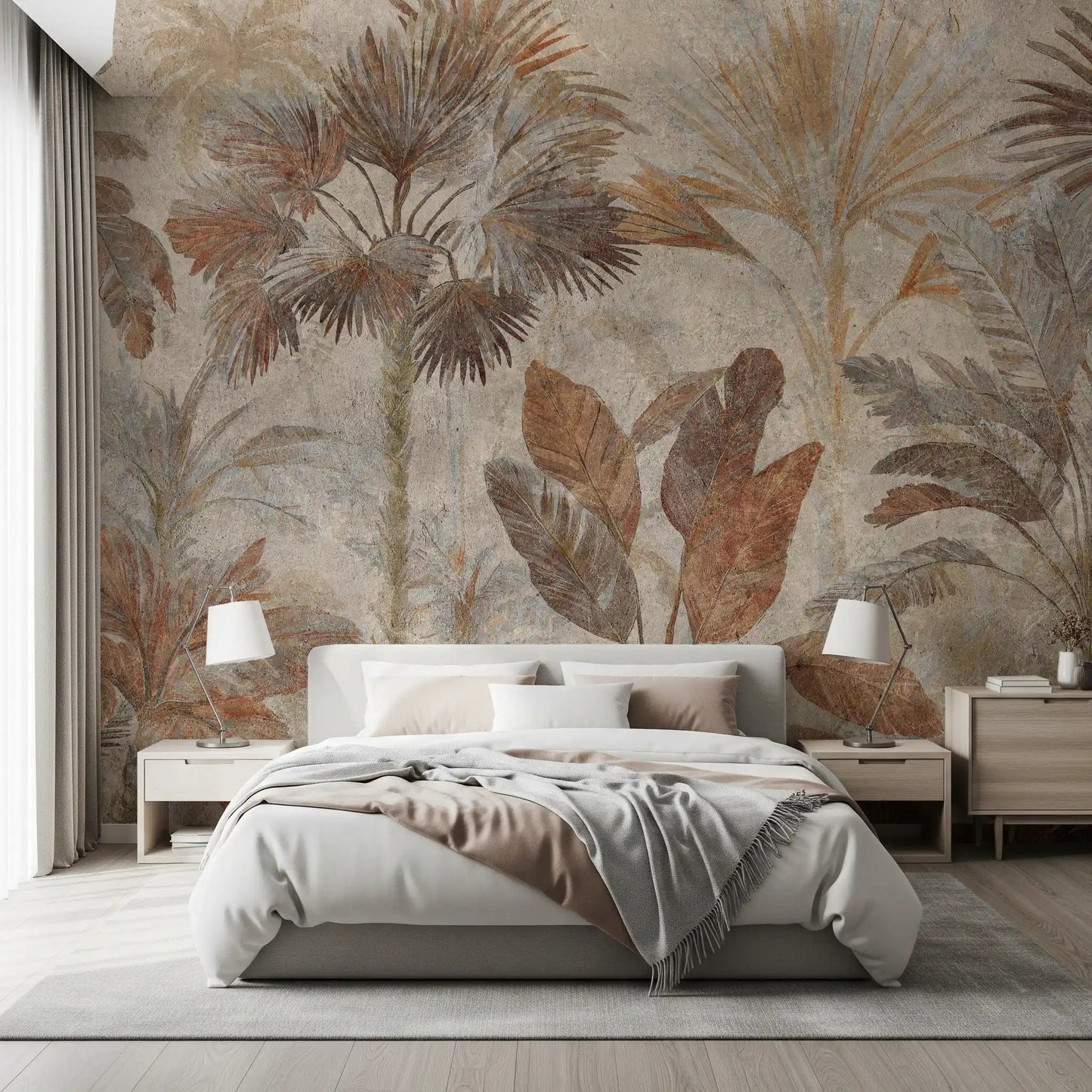 Tropical Palms Terracotta Fresco Wall MuralGD9153