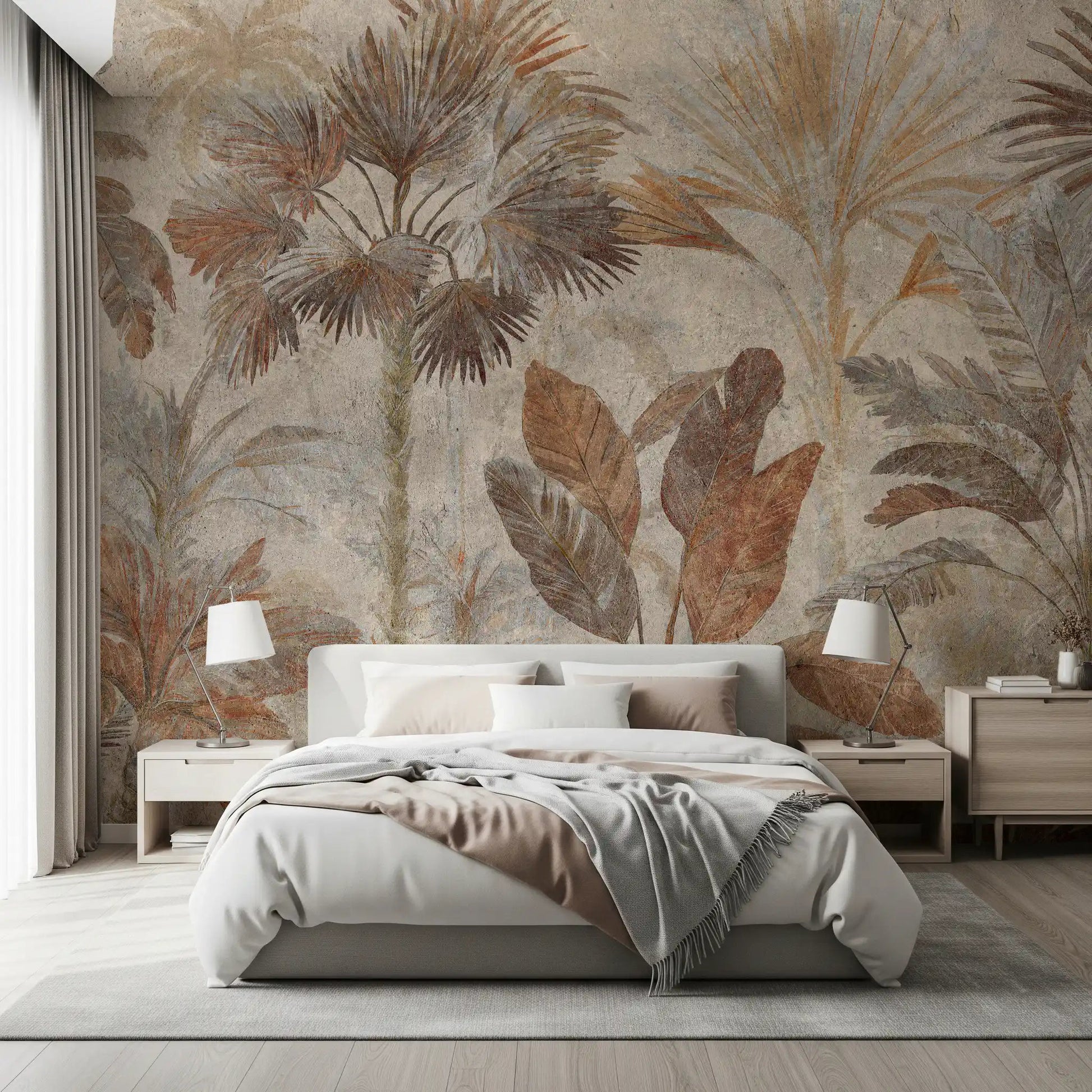 Tropical Palms Terracotta Fresco Wall MuralGD9153