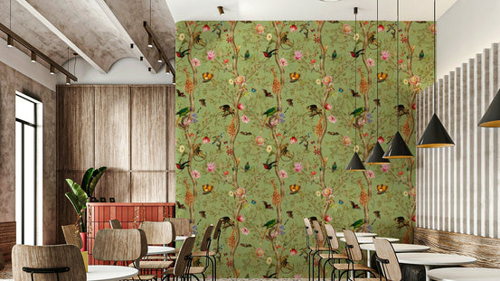 Colorful tropical bird wallpaper for bold, nature-inspired rooms, GD2116