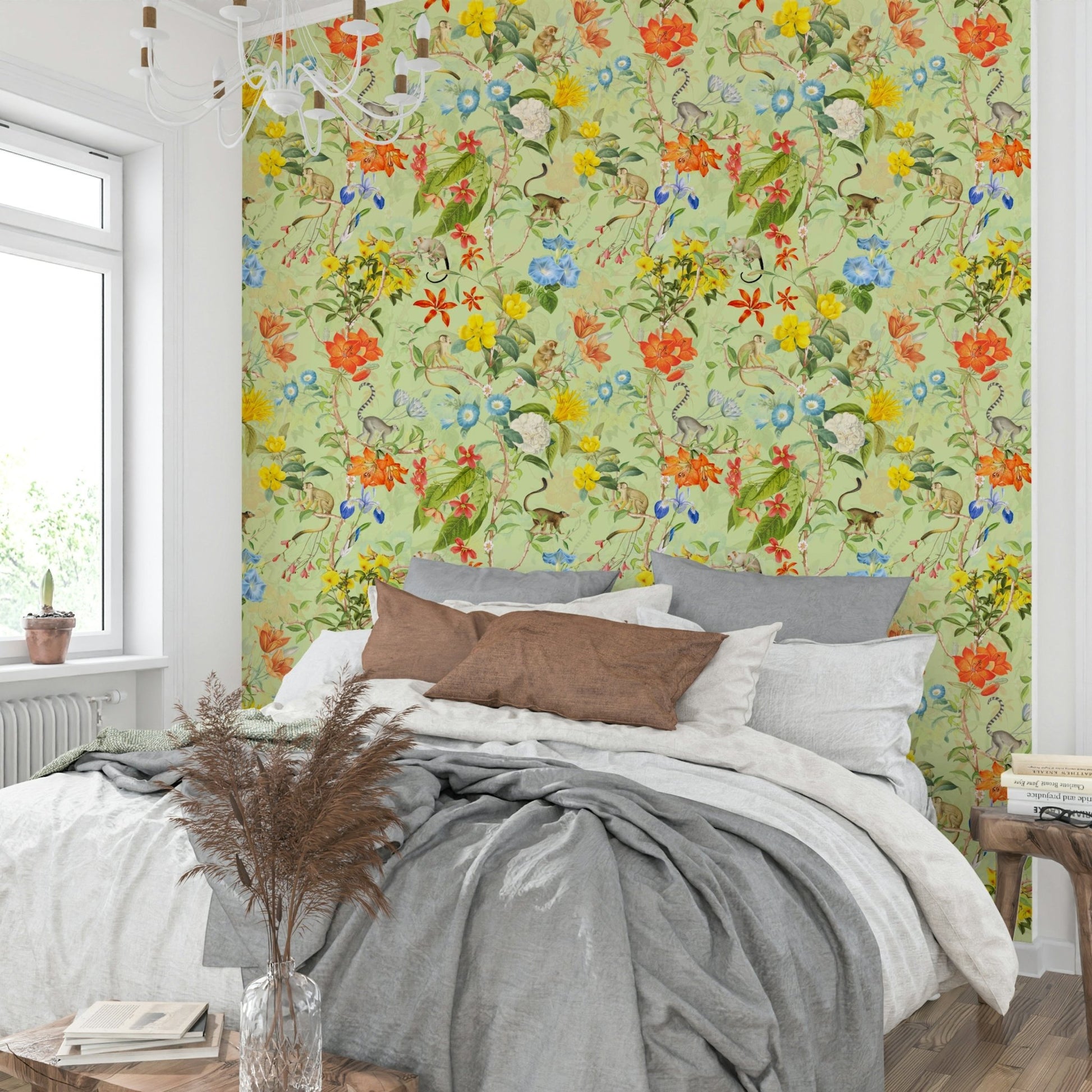 Exotic tropical beach scene with tropical foliage wallpaper

