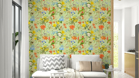 Tropical Paradise wall mural with palm trees and ocean

