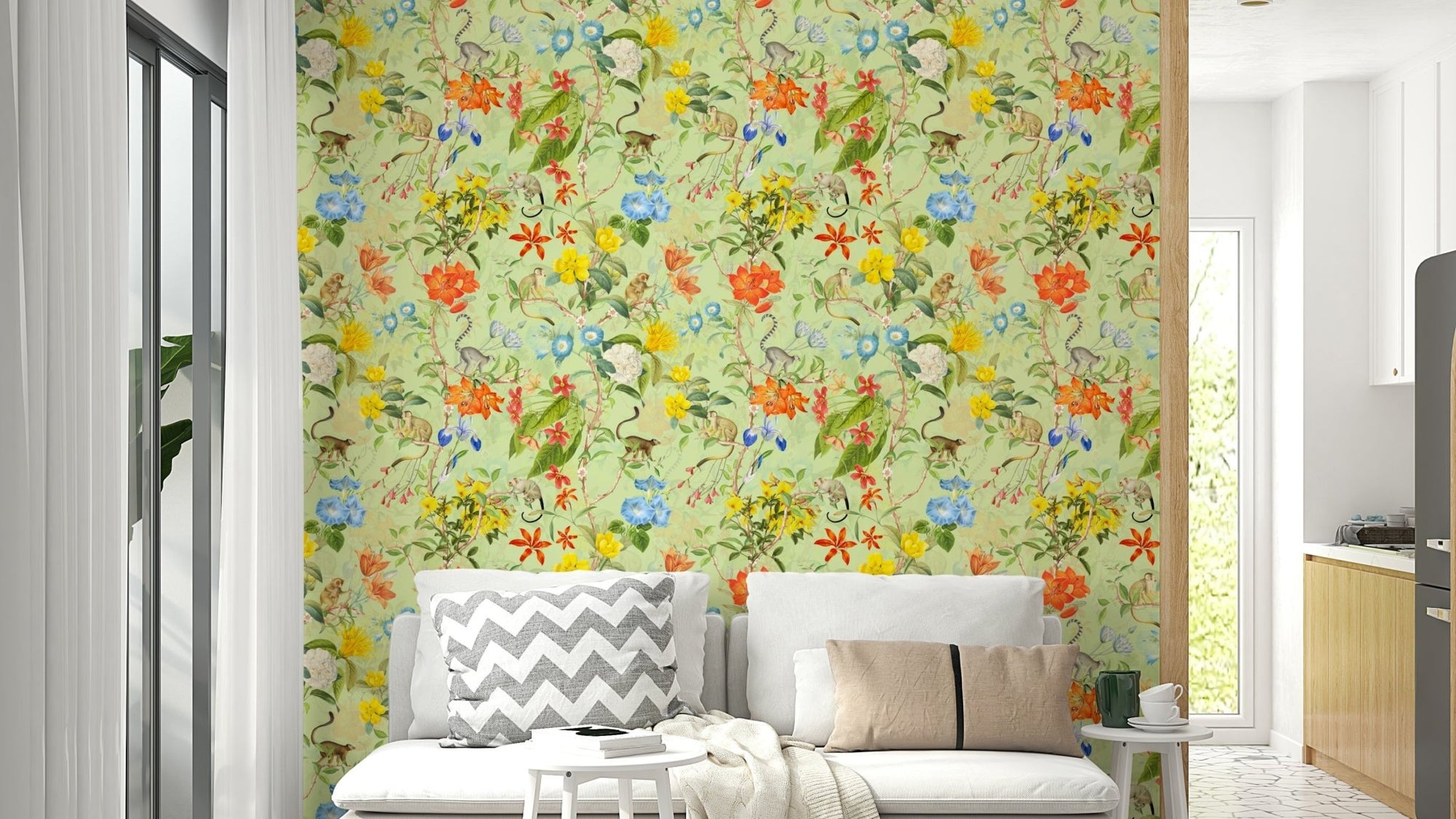 Tropical Paradise wall mural with palm trees and ocean, GD1427