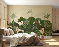 Tropical Pichwai mural for dining area with rich botanical layout