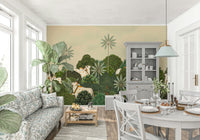 Tropical Pichwai wall mural as a bedroom accent wall