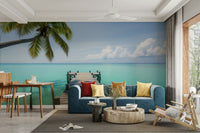 High-quality image of the tropical pier mural

