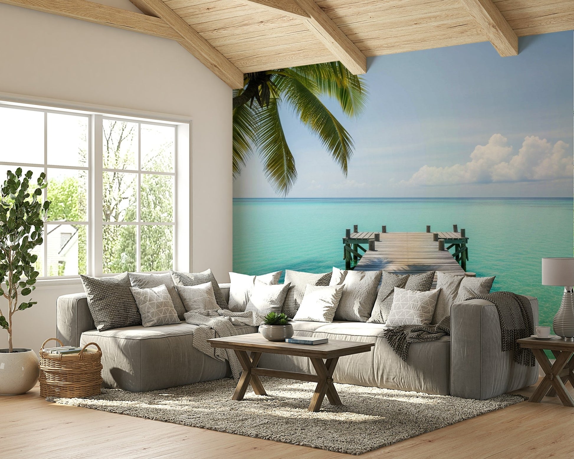 Detailed view of the calm water and lush foliage

