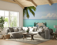 Detailed view of the calm water and lush foliage

