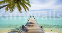 Tropical pier wallpaper showing a serene summer day at the beach., GD7681