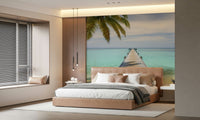 Tropical pier wallpaper for a bright and airy coastal interior style., GD7681