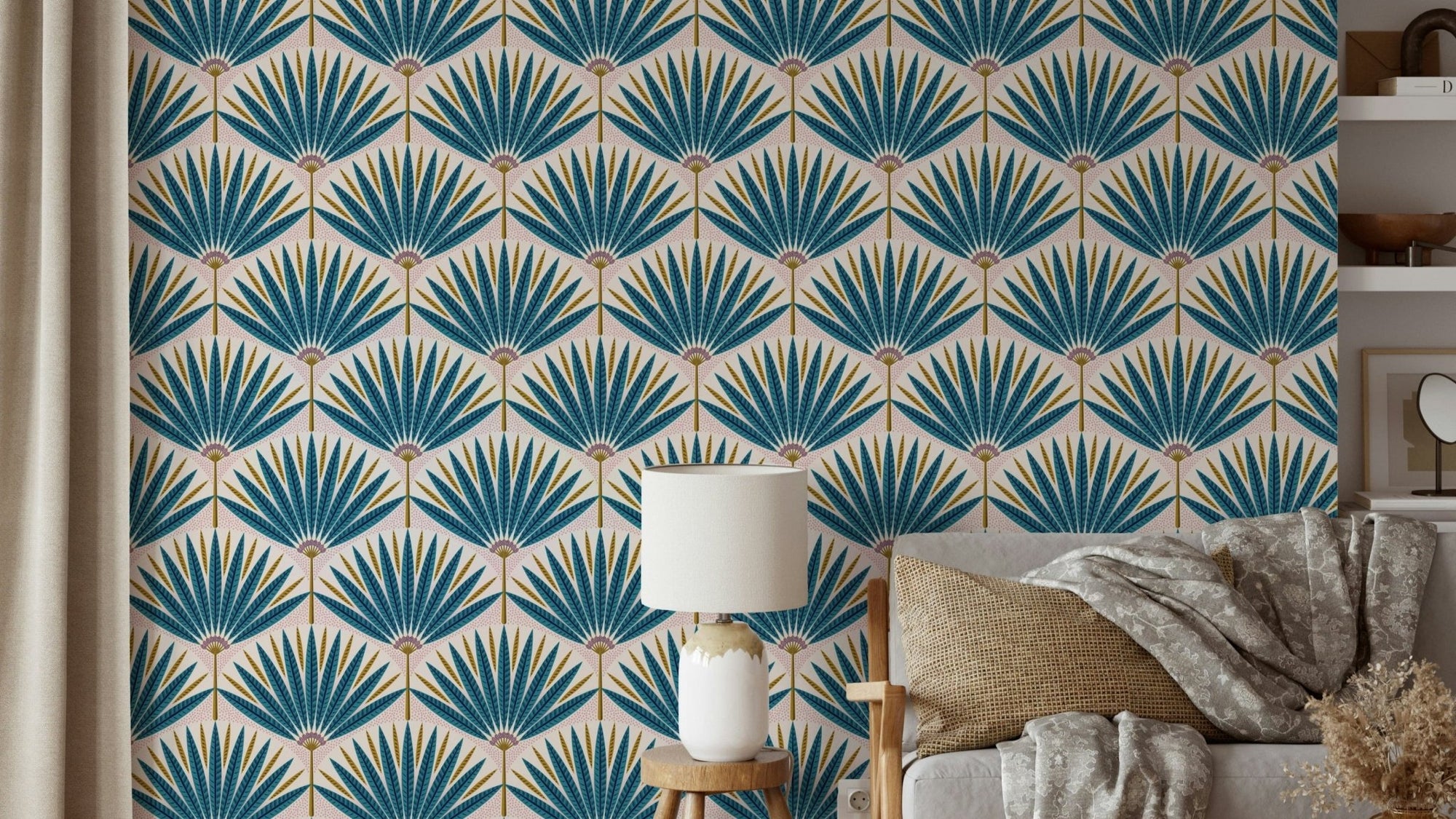 Bright tropical leaves wall design GD165

