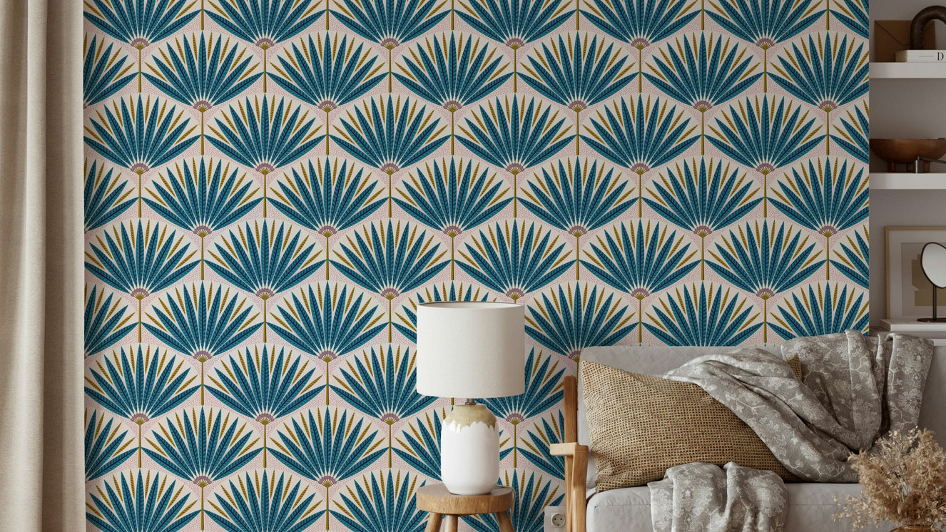 Bright tropical leaves wall design

