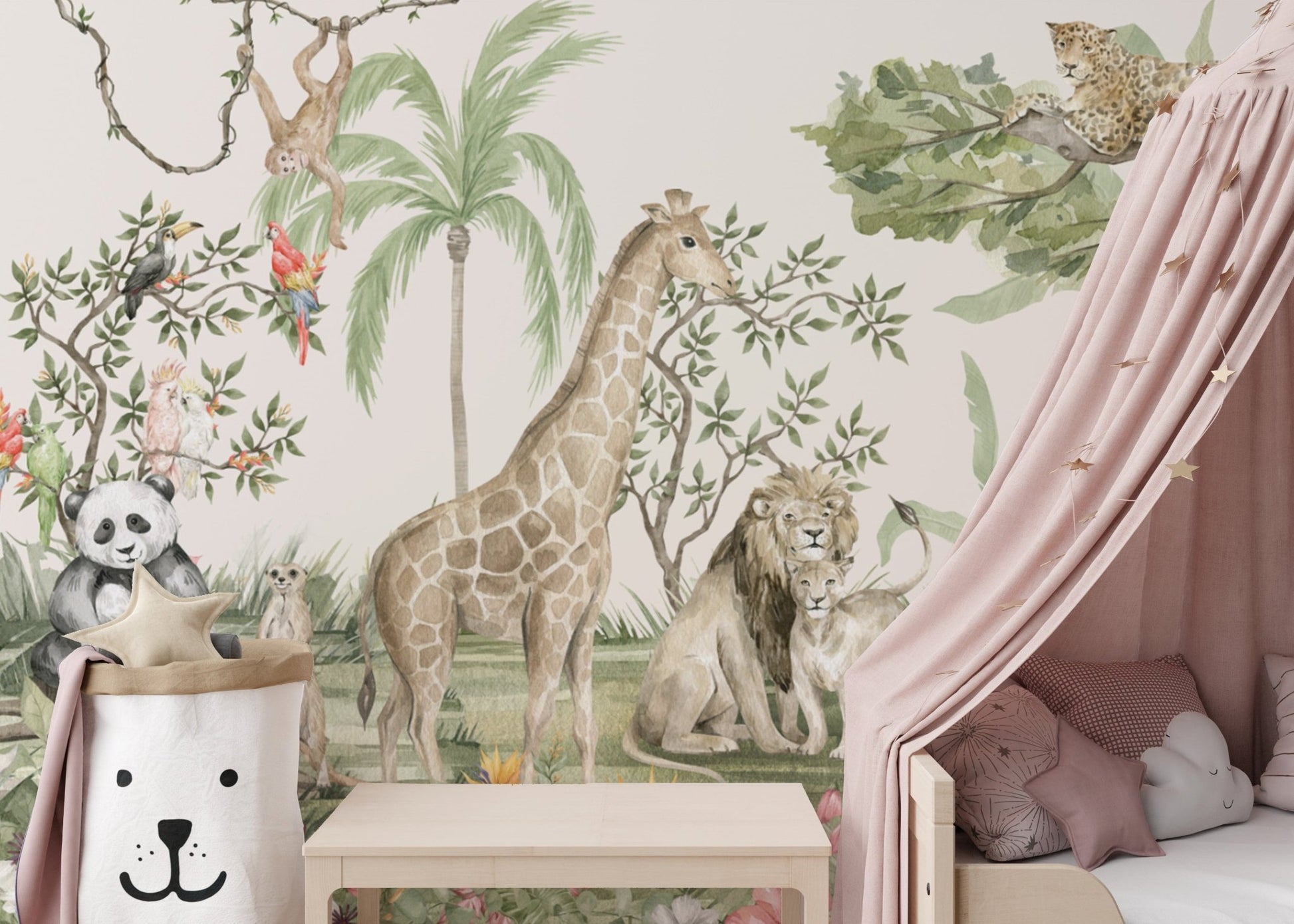 Tropical animal wallpaper with elephants
