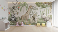 Vibrant rainforest animal wall mural
