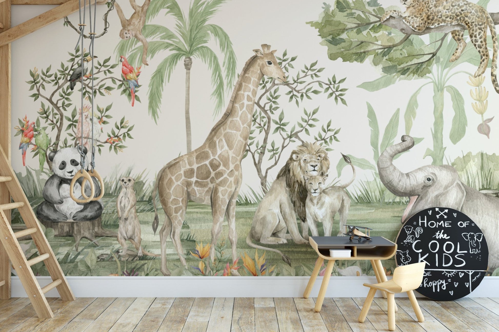 Jungle-themed animal wallpaper for walls
