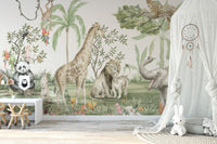 Rainforest wildlife wallpaper for nursery
