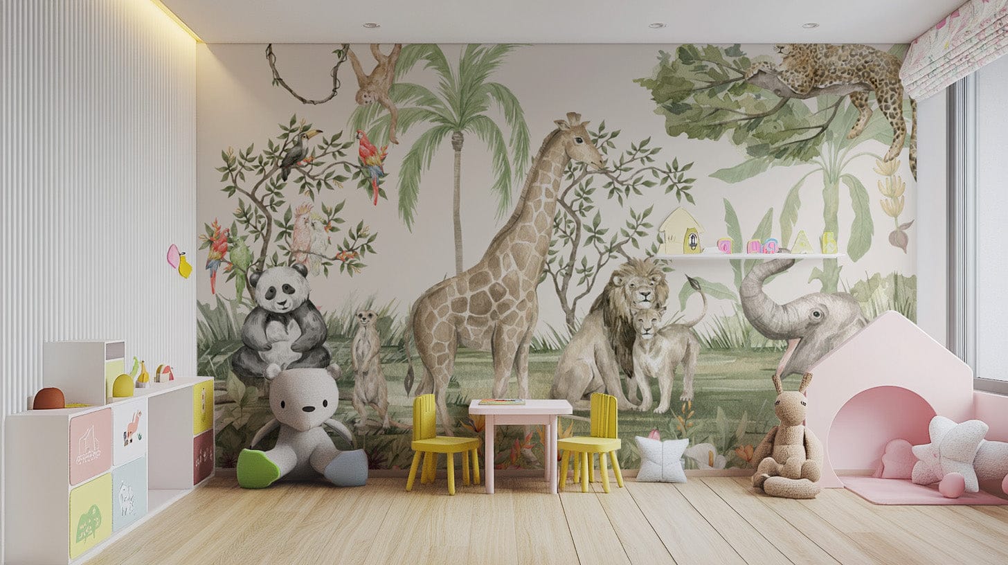 Jungle animals wallpaper for kids' rooms

