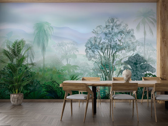 Lush green tropical rainforest wallpaper B076