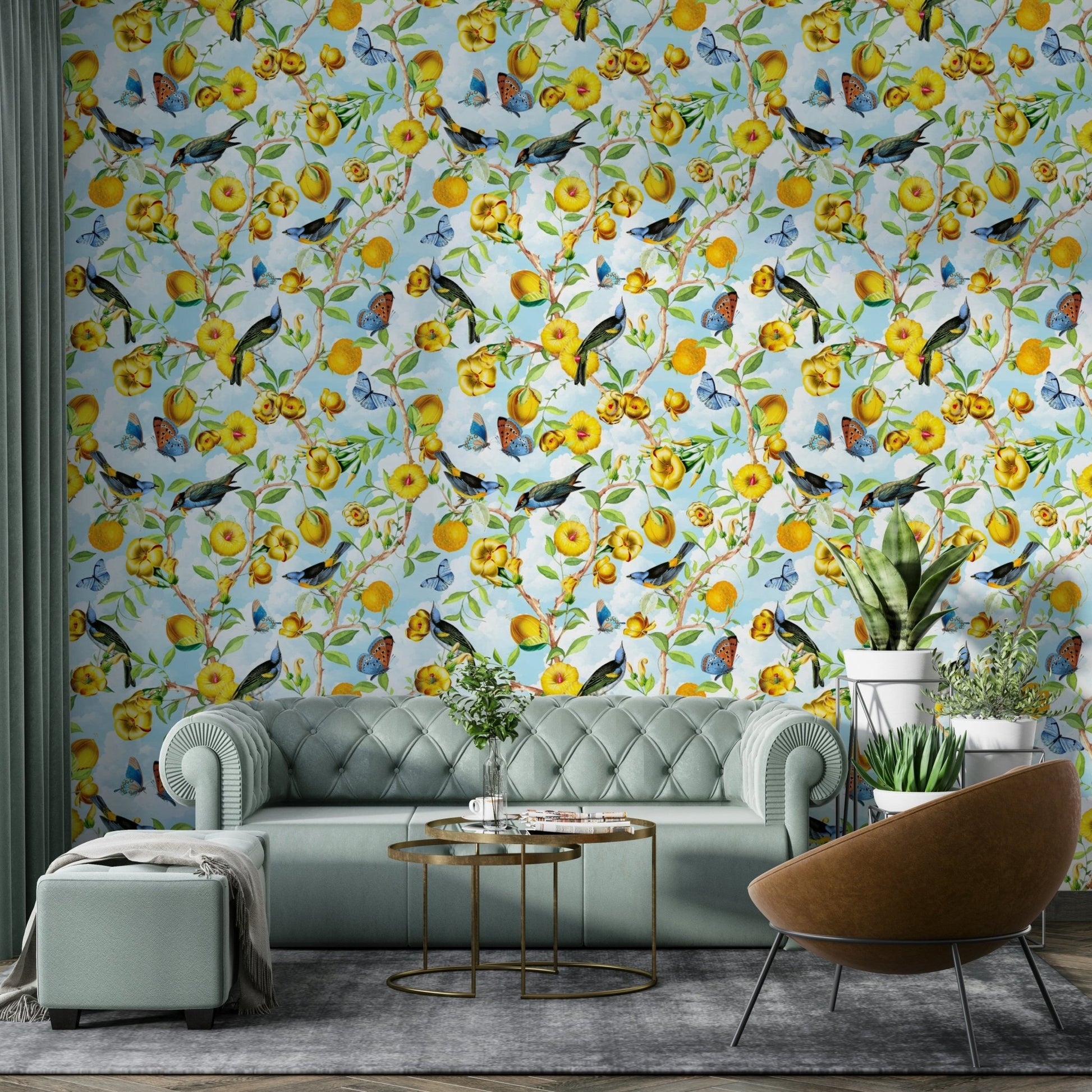 Tropical Rhapsody Wallpaper with lush greenery.

