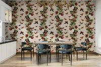 Decorative foliage wallpaper for a lush island look

