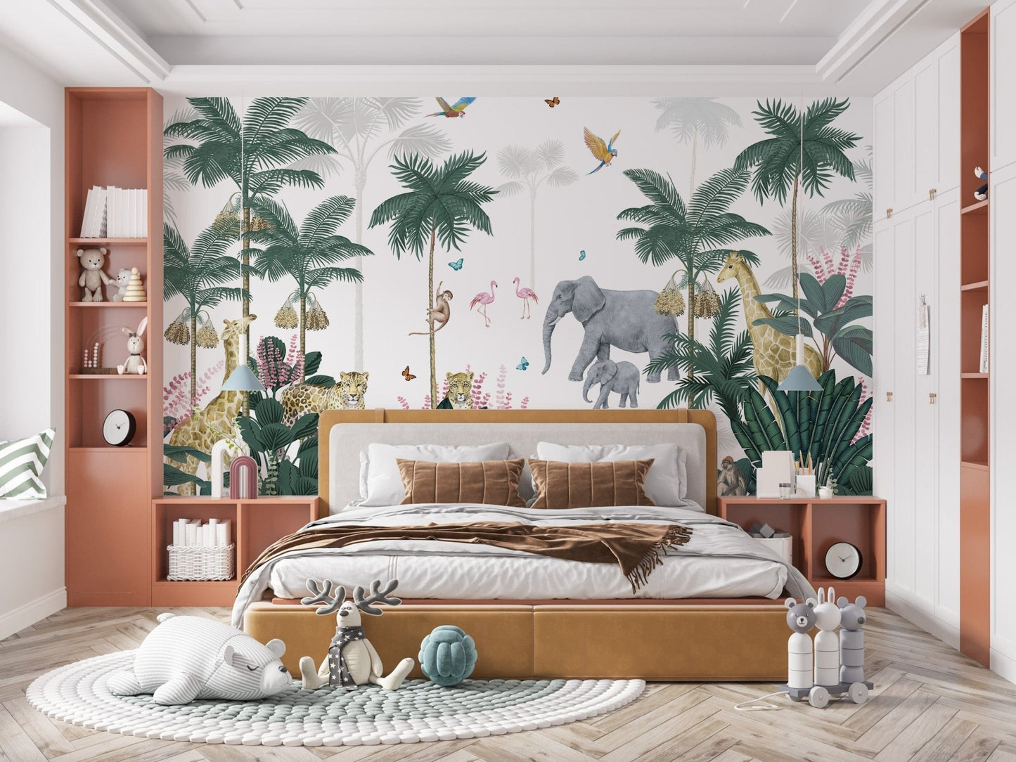 Safari-Themed Kids Room Wallpaper
