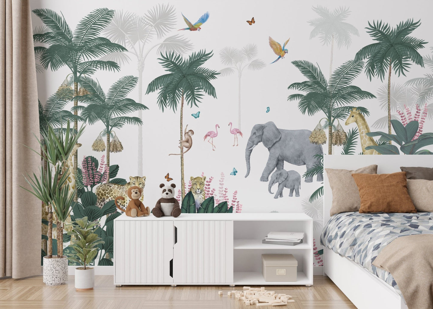 Exotic Jungle Scene Kids Wall Mural
