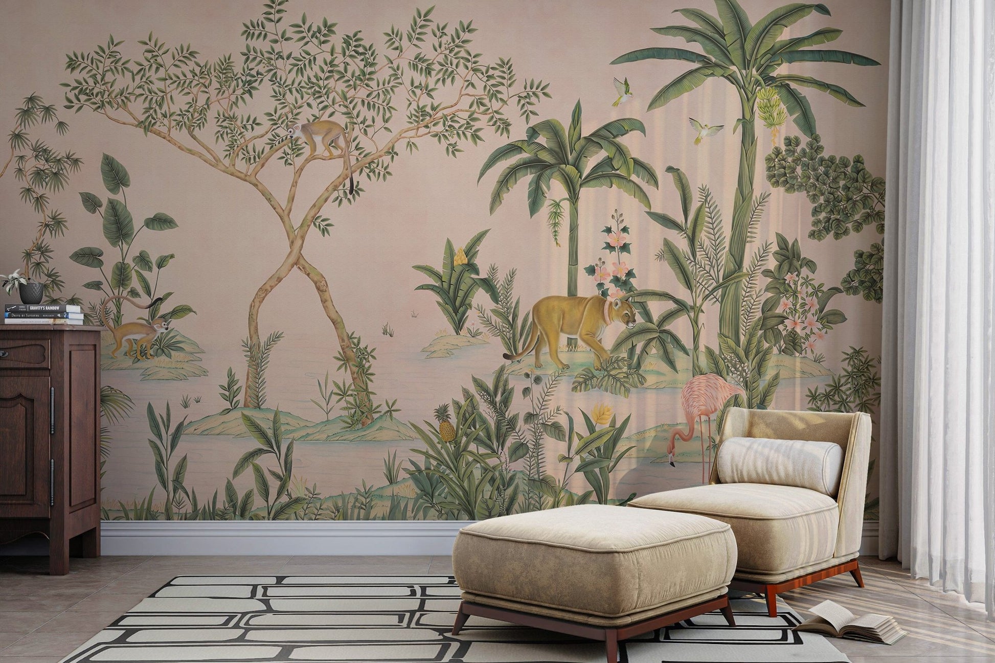 Safari jungle wallpaper with wild animals

