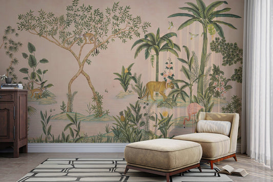 Safari jungle wallpaper with wild animals

