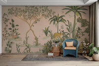 Pink tropical safari mural for kids room

