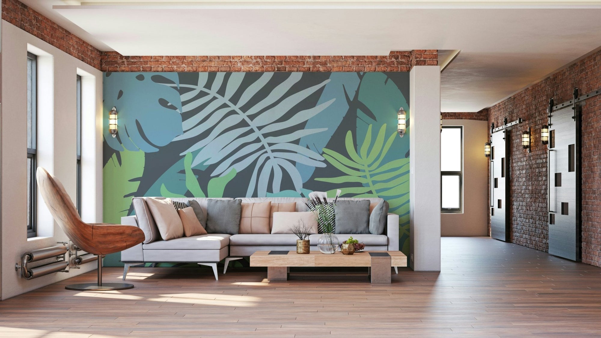 A beautiful tropical serenity wallpaper mural for a modern home., GD5100