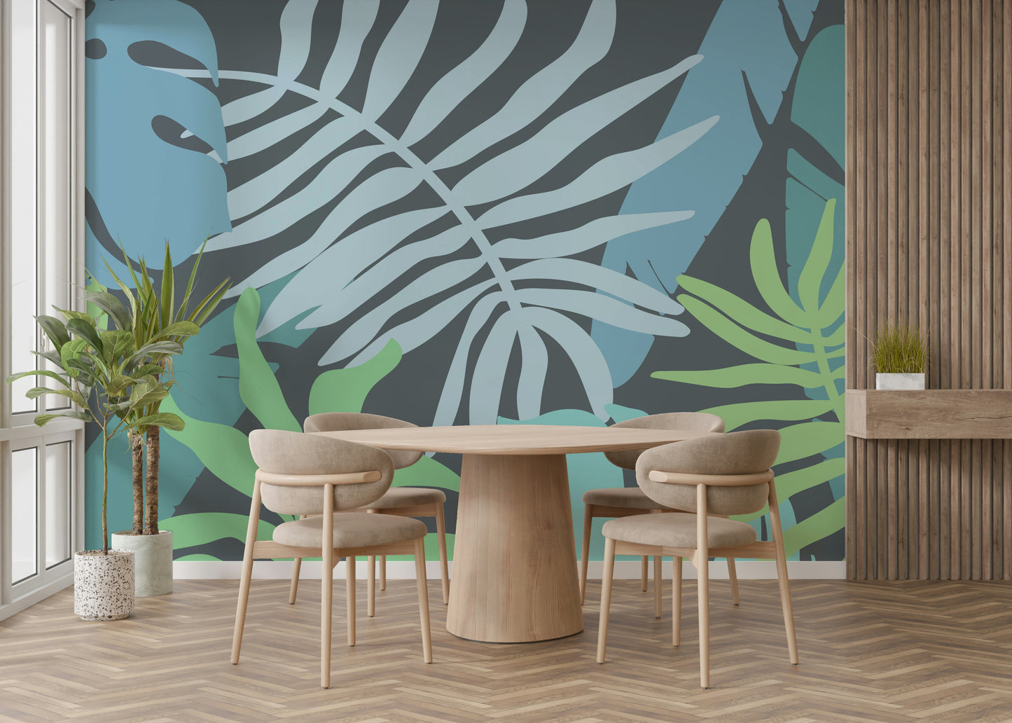 An artistic nature inspired mural for home decor.

