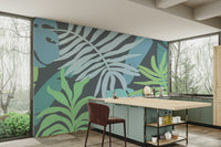 A beautiful tropical landscape wall mural for a living room.

