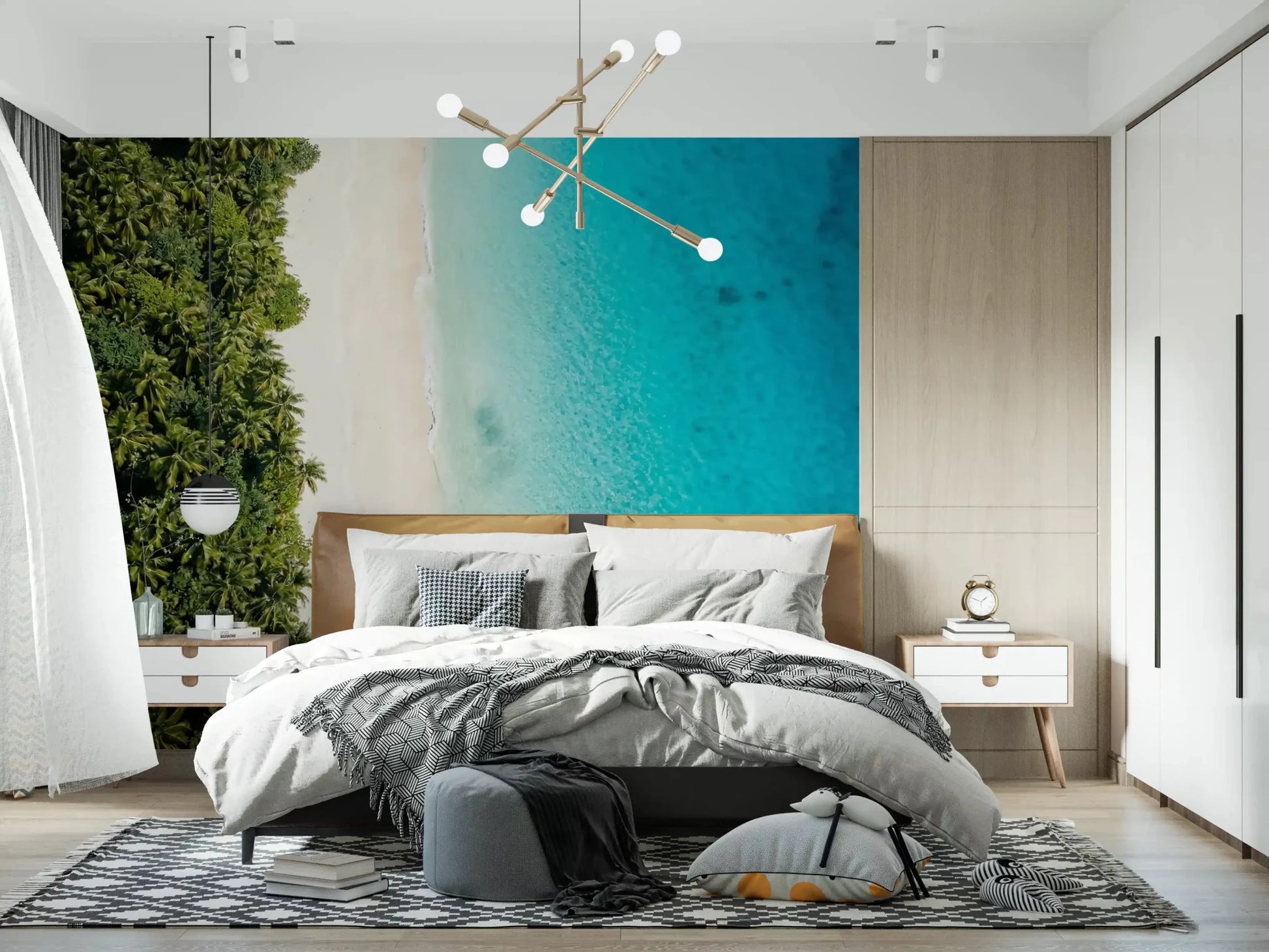 Aerial view of turquoise water on the Tropical Shoreline Serenity wall muralGD9515
